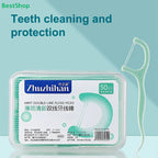 Mint Fresh Double-Line Floss Picks (50-Count) | Dual-Strand Teeth Cleaning Sticks, Deep Plaque Removal for Daily Oral Care