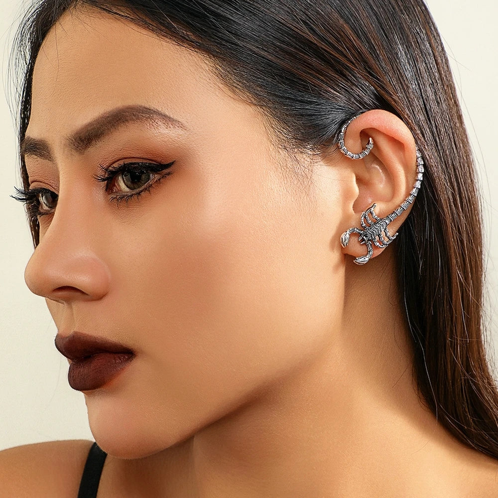 Gothic Punk Hip Hop Cuff Earring For Women Creative Design Retro Scorpion Climber Earrings  Ear Cuffs