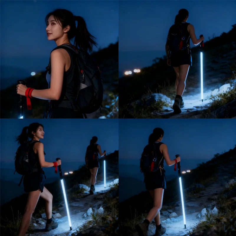 Luminous LED Lighted Hiking Trekking Pole Ultralight Portable Professional Night Climbing Outdoor Equipment