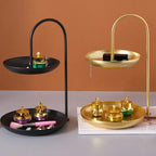2 Tier Iron Fruit Serving Tray Waterproof Multi Tier Storage Platter For Coffee Table Party