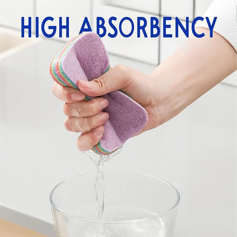 12-Layer Peelable Cleaning Sponge Reusable Microfiber Dish Cloth Highly Absorbent Kitchen Scrub Rag Multi-Purpose Cleaning Pad