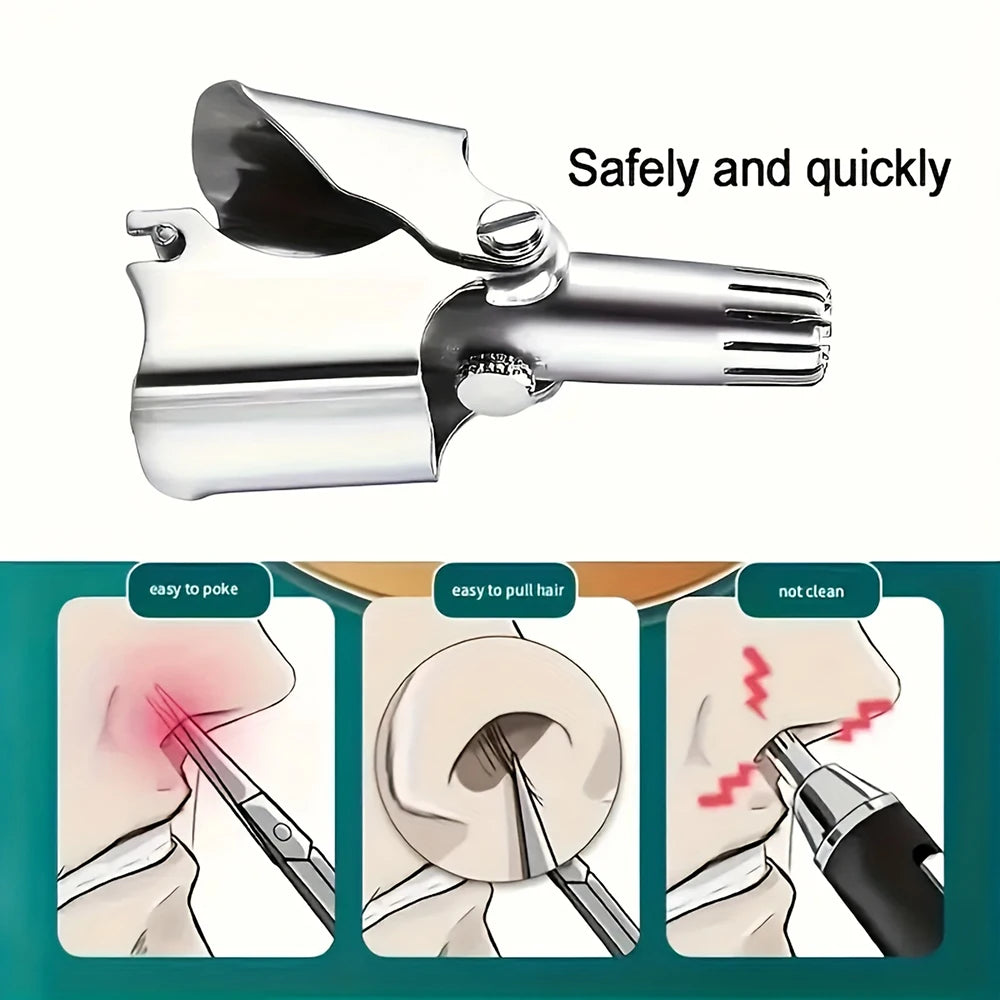 Portable Stainless Steel Nose Ear Hair Trimmer Waterproof Washable Painless Hair Clipper Required With Matching Cleaning Brush