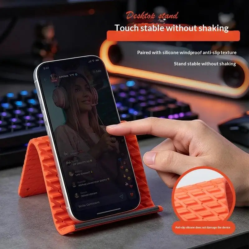 ۞ Creative Silicone Phone Stand - Flexible Foldable Transformable Desk Tablet Laptop Holder Travel Accessory 1PC