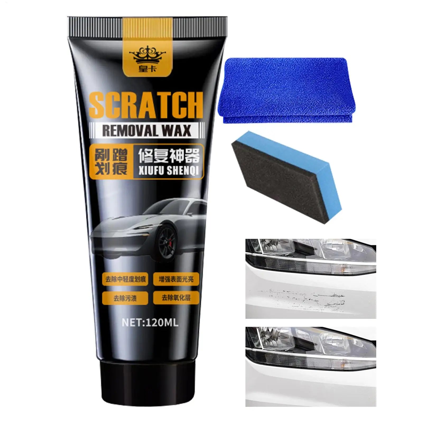 Car paint scratch remover and repair wax 120ml Remove Surfaces Scratches Repair Wax with Sponge Deep Scratch Repair Agent