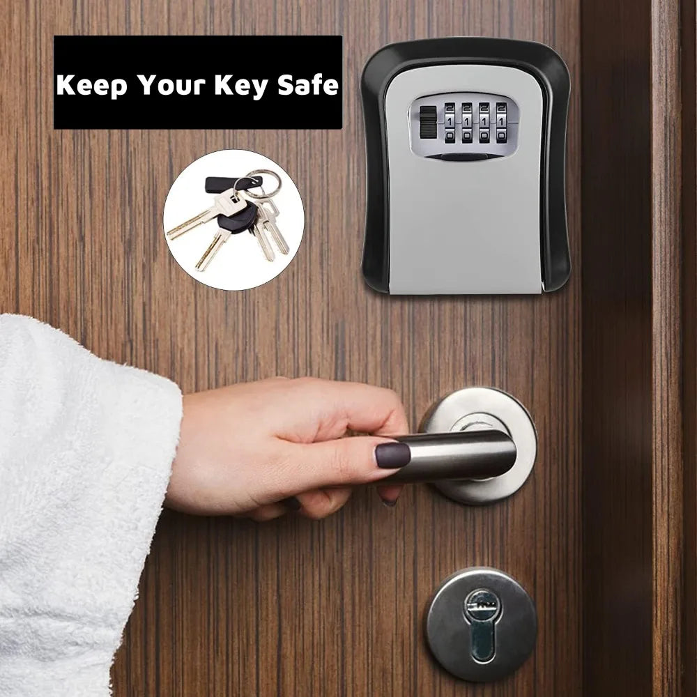 Key Lock Box 4 Digit Password  ABS Security Anti-theft Durable Wall Mounted Password Key Box for Home or Office Key Safe Storage उप चित्र