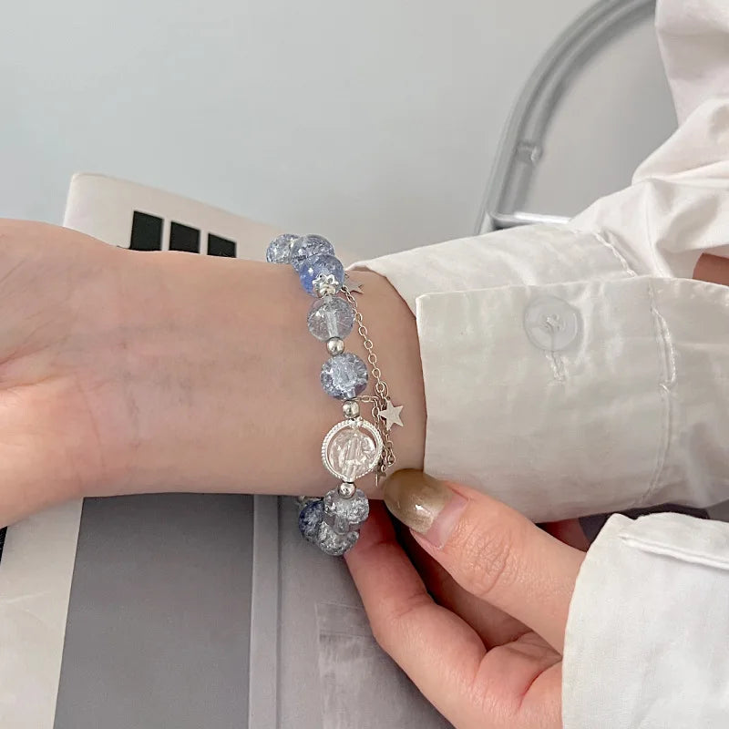 Moonlight Crystal Bracelet Opal Sea Blue Treasure Light Luxury Elastic Bracelet for Girls Women Fashion Gift Jewelry Accessories Secondary image