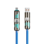 USB、Type C, lightning-Max 240W Fast Charging and Data Sync MFISH 4-in-1 Multi-Function USB Charging Cable for 16/15, iPad