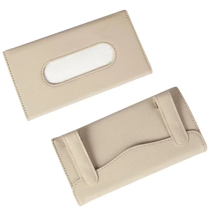 Car Tissue Box Hanging Sun Visor, Backrest Sunroof, Car Drawer Hanging Creative Leather Car Interior Supplies