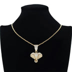 New Elephant Head Hip-hop Pendant with Gold Micro Inlaid Animal Hip-hop Accessory  necklace