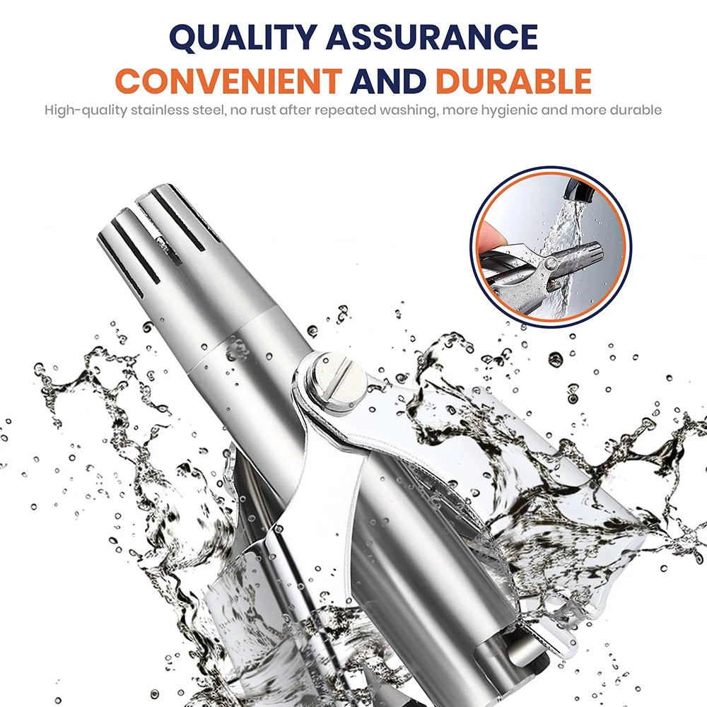 Portable Stainless Steel Nose Ear Hair Trimmer Waterproof Washable Painless Hair Clipper Required With Matching Cleaning Brush