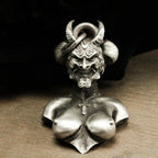 Retro Gothic Dark Demon Pendant Necklace for Men Women Punk Hip Hop Horror Horn Mask Necklaces Statement Jewelry Gift