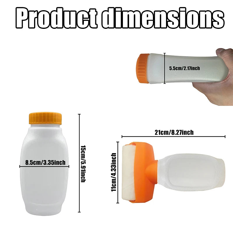 Reusable putty paste roller brush, wall repair and renovation tool, refillable container, roller brush included, without putty p
