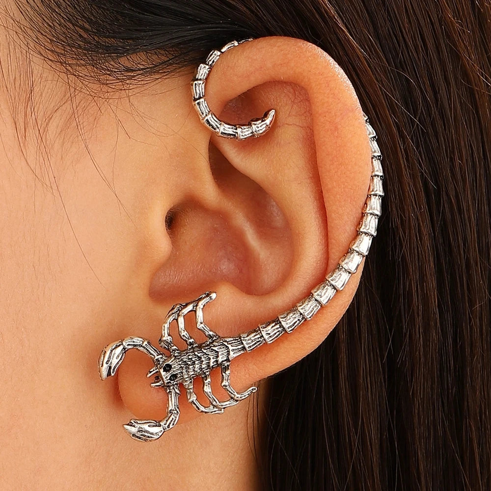 Gothic Punk Hip Hop Cuff Earring For Women Creative Design Retro Scorpion Climber Earrings  Ear Cuffs