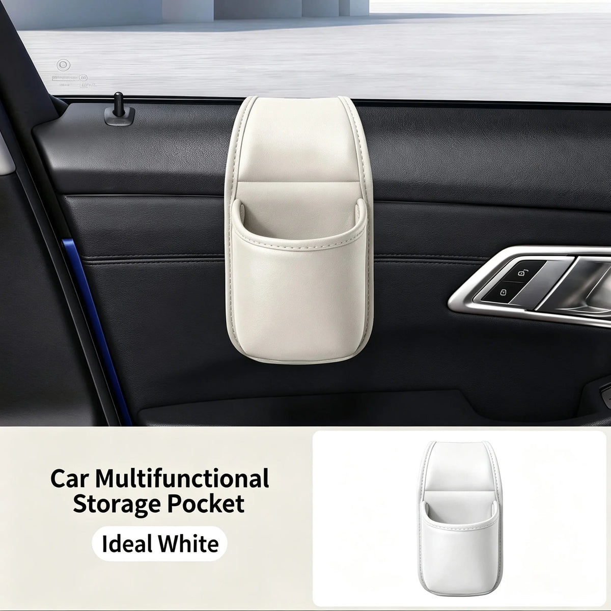 PU Car Door Cup Holder Multifunctional Adhesive Storage Pocket Auto Door Mount Drink Bottle Holder Phone Sundries Storage Bag