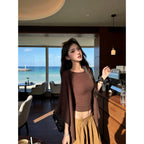 2026 New One-Word Large Neckline T-shirt for Women, Skin-Friendly and Breathable Short Horn Sleeves Fashionable Pure Desire Top for Women