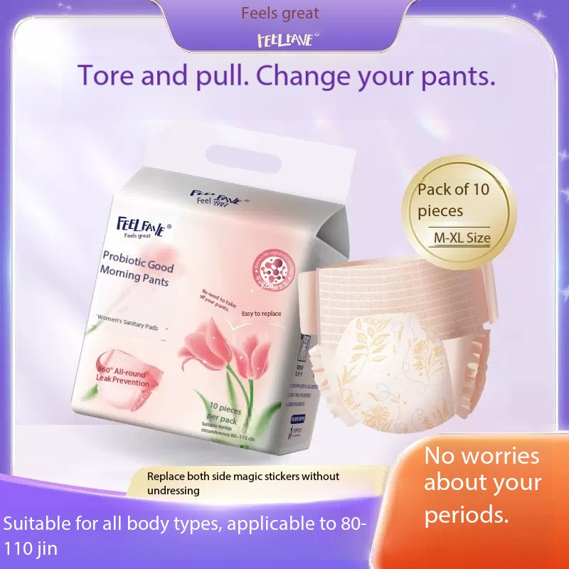 10PCS Disposable Period Panties Probiotic Blue Core Organic Cotton Menstrual High Absorption Feminine Breathable Cotton Day&Night Use Sanitary PANTIES For Women
