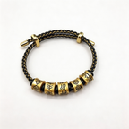 Gold‑Tone & Black‑Tone Beaded Bracelet, Traditional Five‑Element Pattern Fashion Bead Jewellery